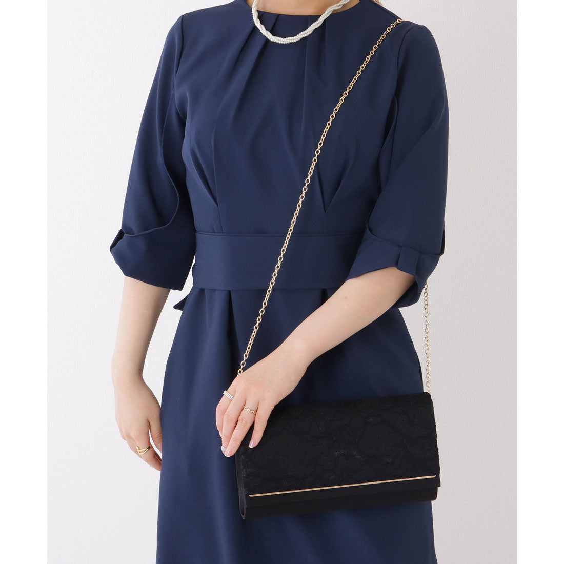 レースレディース Lace Ladies フラワー レース スクエア コンパクト クラッチ （ブラック） ブラック