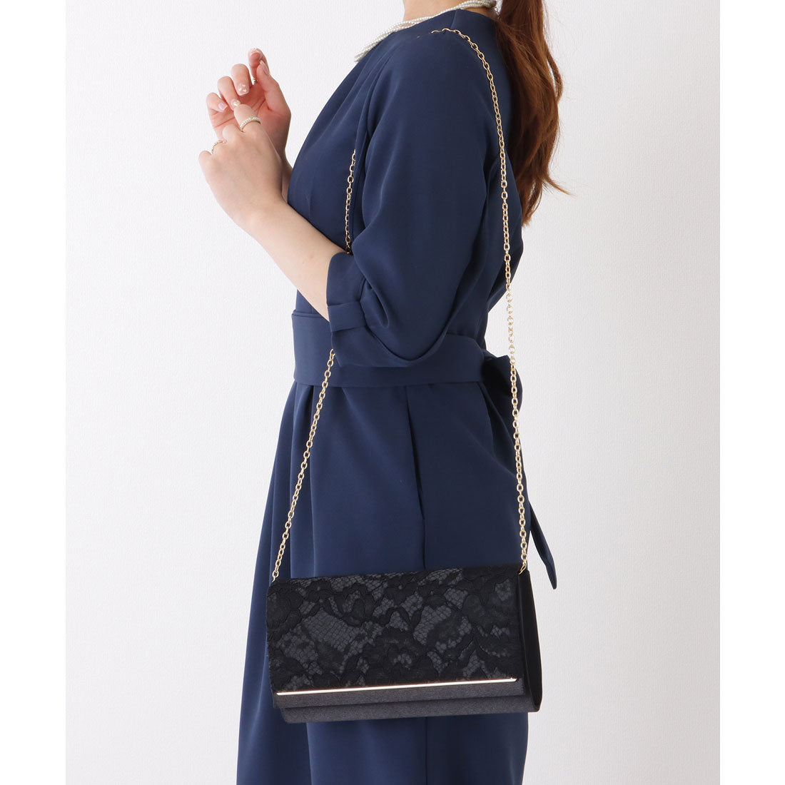 レースレディース Lace Ladies フラワー レース スクエア コンパクト クラッチ （ブラック） ブラック