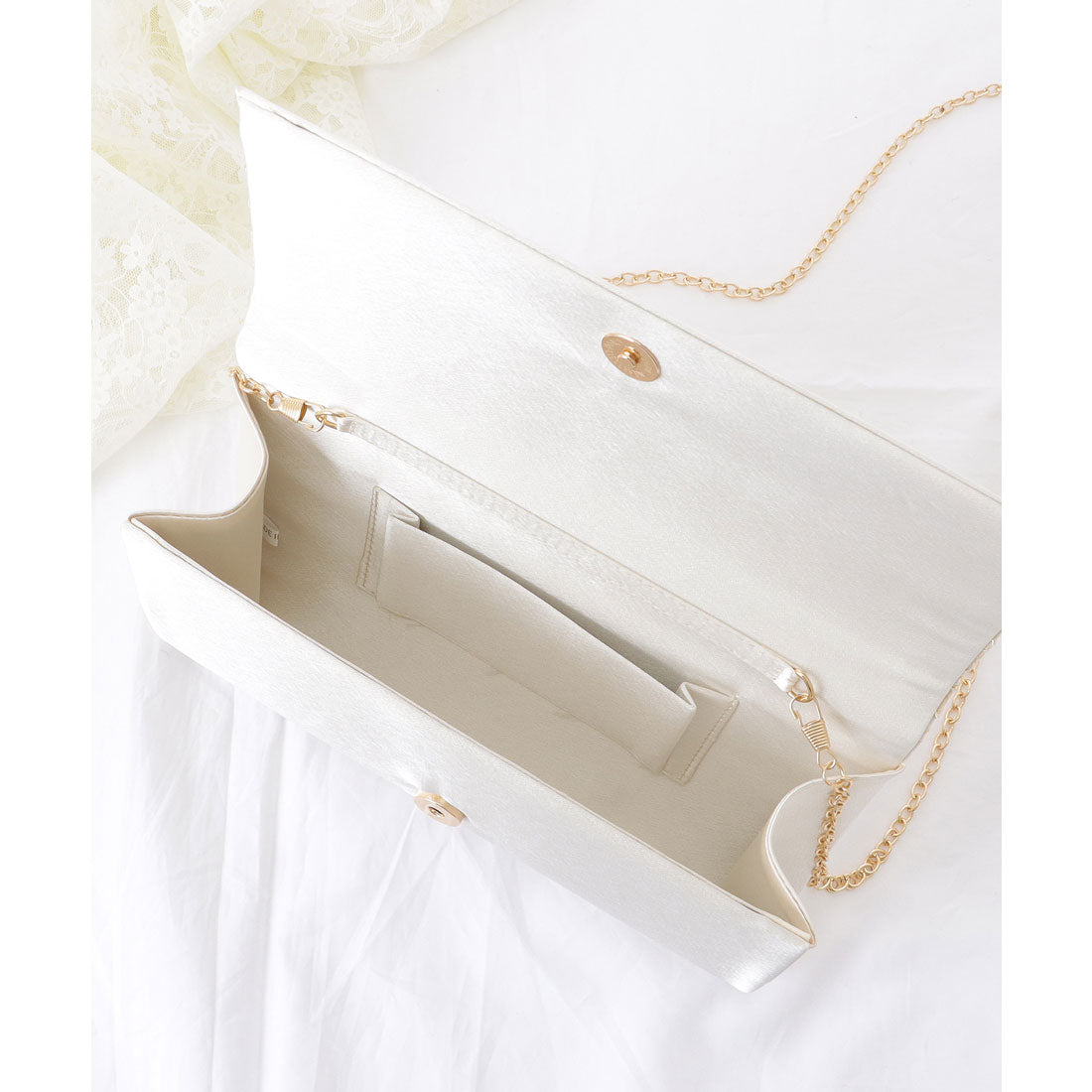 レースレディース Lace Ladies フラワー レース スクエア コンパクト クラッチ （ブラック） ブラック