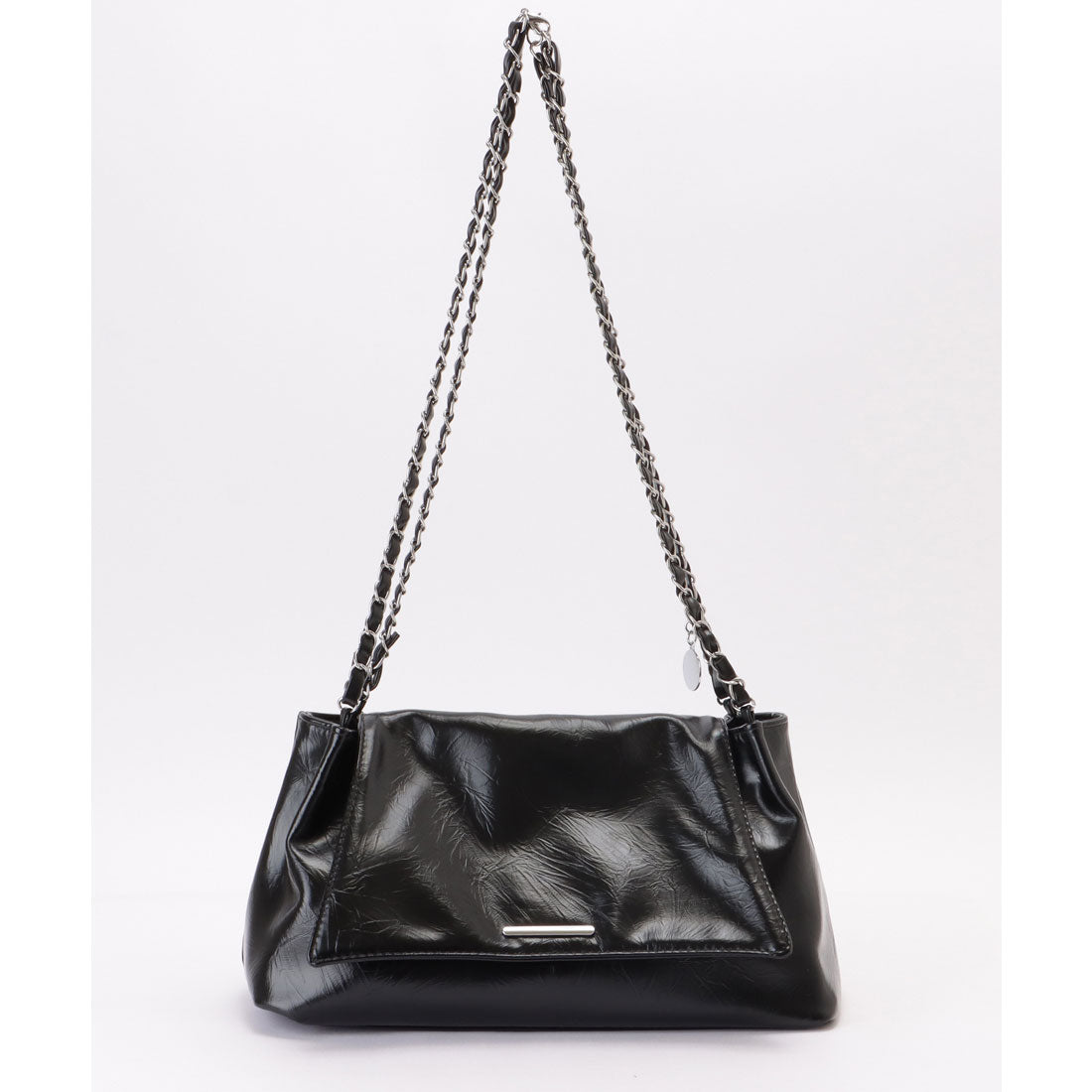 レースレディース Lace Ladies チェーンストラップ付き フェイクレザー フラップ ショルダー バッグ （シルバー） シルバー