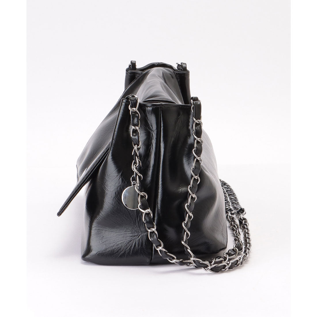 レースレディース Lace Ladies チェーンストラップ付き フェイクレザー フラップ ショルダー バッグ （シルバー） シルバー