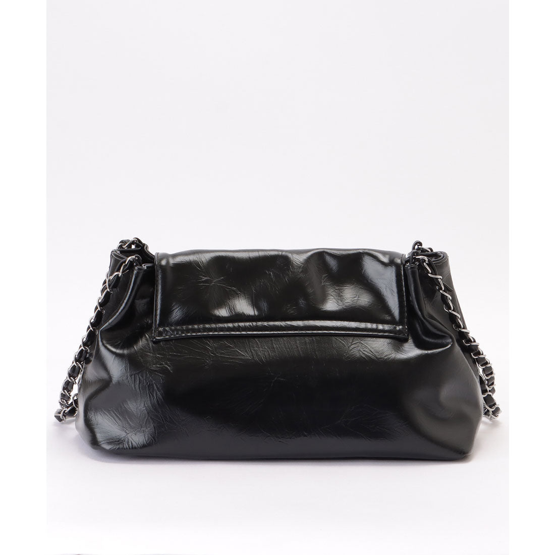 レースレディース Lace Ladies チェーンストラップ付き フェイクレザー フラップ ショルダー バッグ （シルバー） シルバー