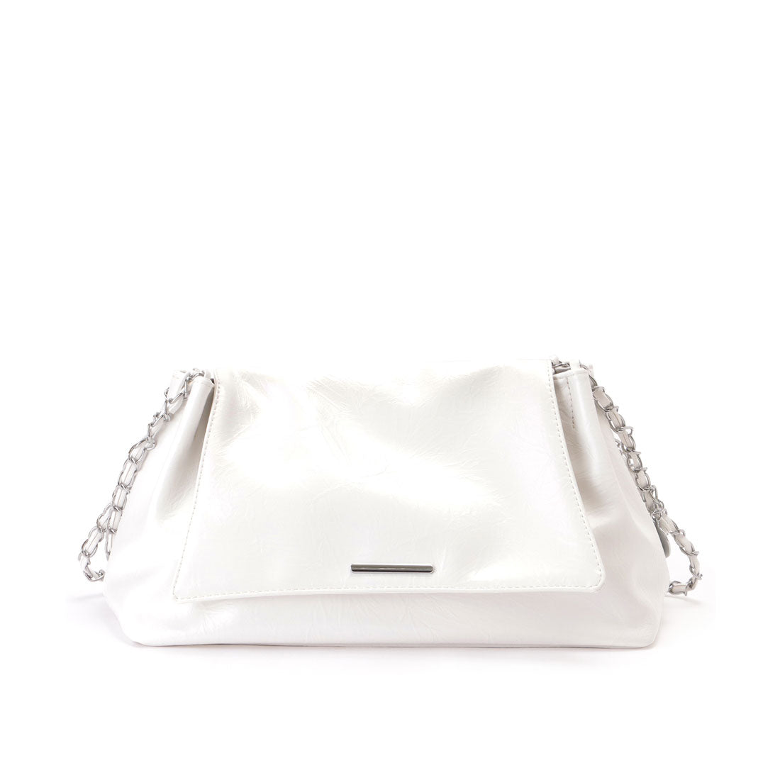 レースレディース Lace Ladies チェーンストラップ付き フェイクレザー フラップ ショルダー バッグ （アイボリー） アイボリー
