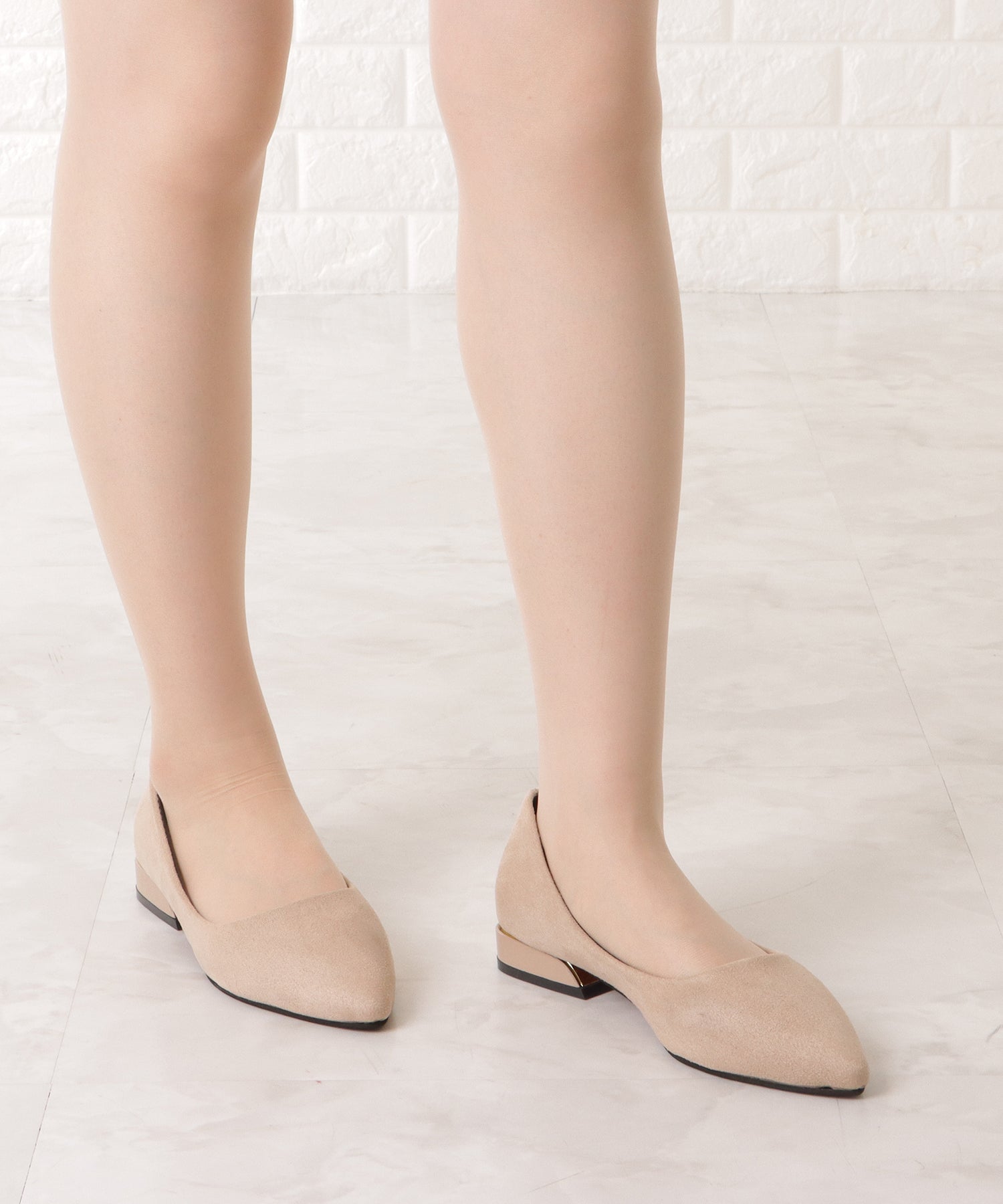 レースレディース Lace Ladies スエード調ポインテッドメタリックラインパンプス （グレー） グレー
