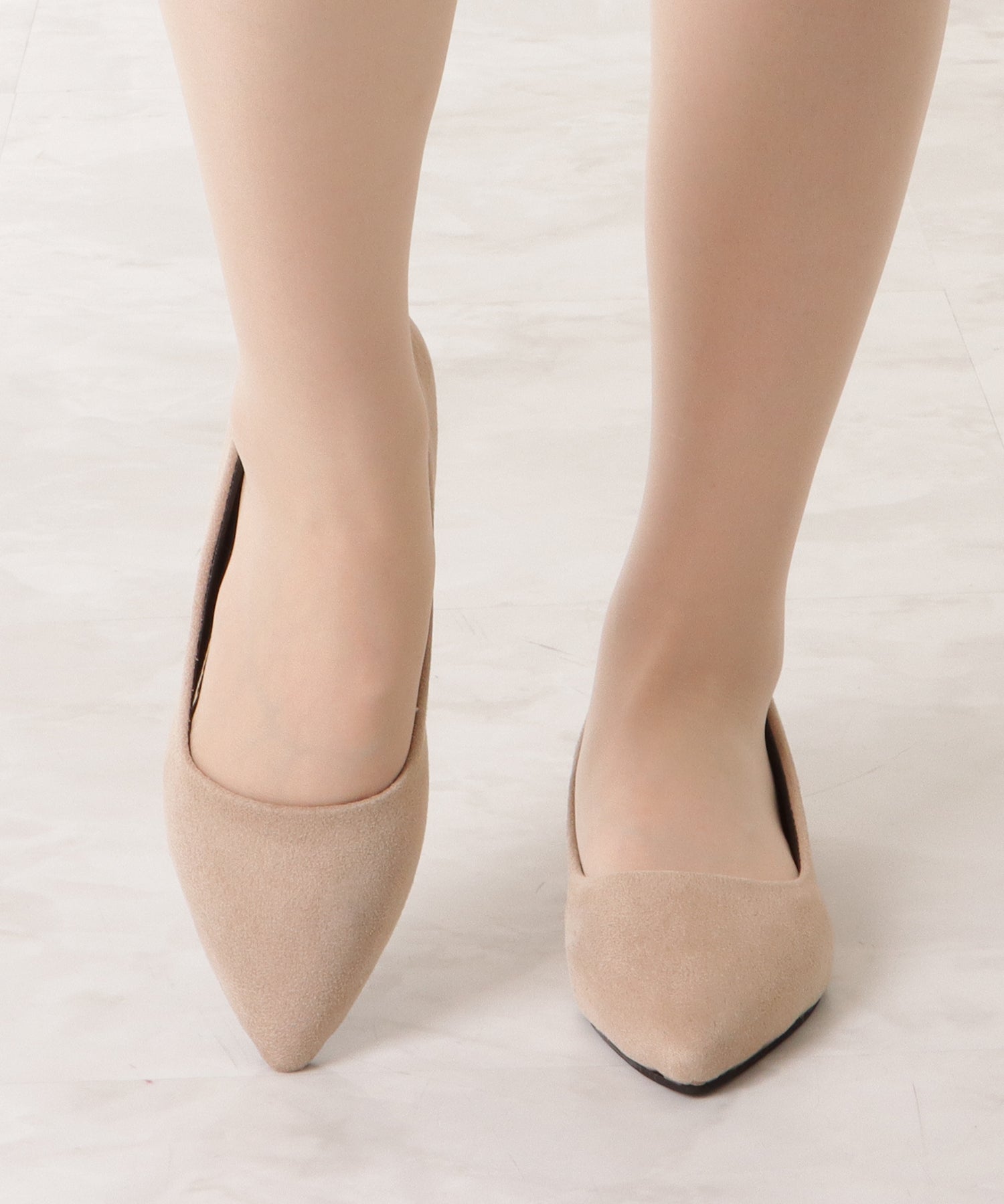 レースレディース Lace Ladies スエード調ポインテッドメタリックラインパンプス （グレー） グレー