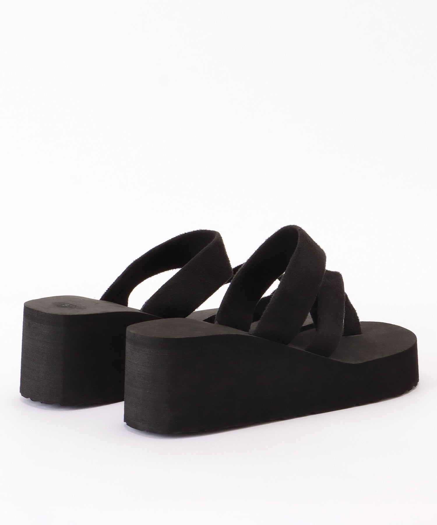 レースレディース Lace Ladies ダブルストラップ 厚底 コンフォート トング サンダル （ブラック） ブラック