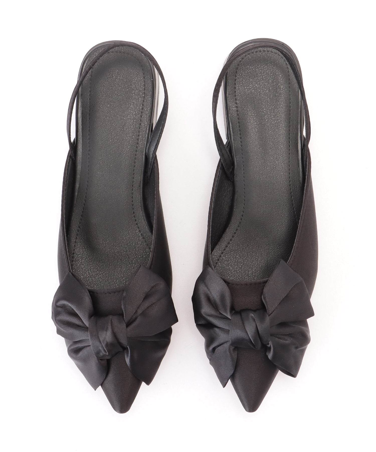 レースレディース Lace Ladies フェイクレザー バックストラップ リボン付き ポインテッド サンダル （グレー） グレー