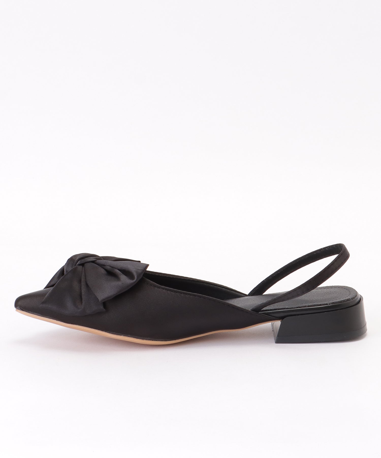レースレディース Lace Ladies フェイクレザー バックストラップ リボン付き ポインテッド サンダル （グレー） グレー