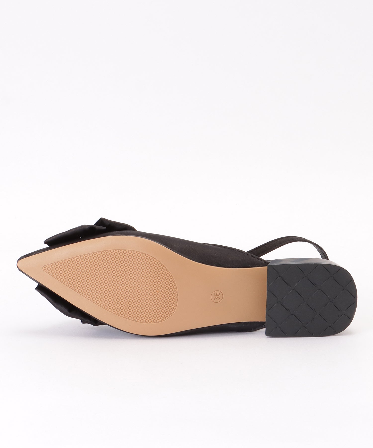 レースレディース Lace Ladies フェイクレザー バックストラップ リボン付き ポインテッド サンダル （グレー） グレー