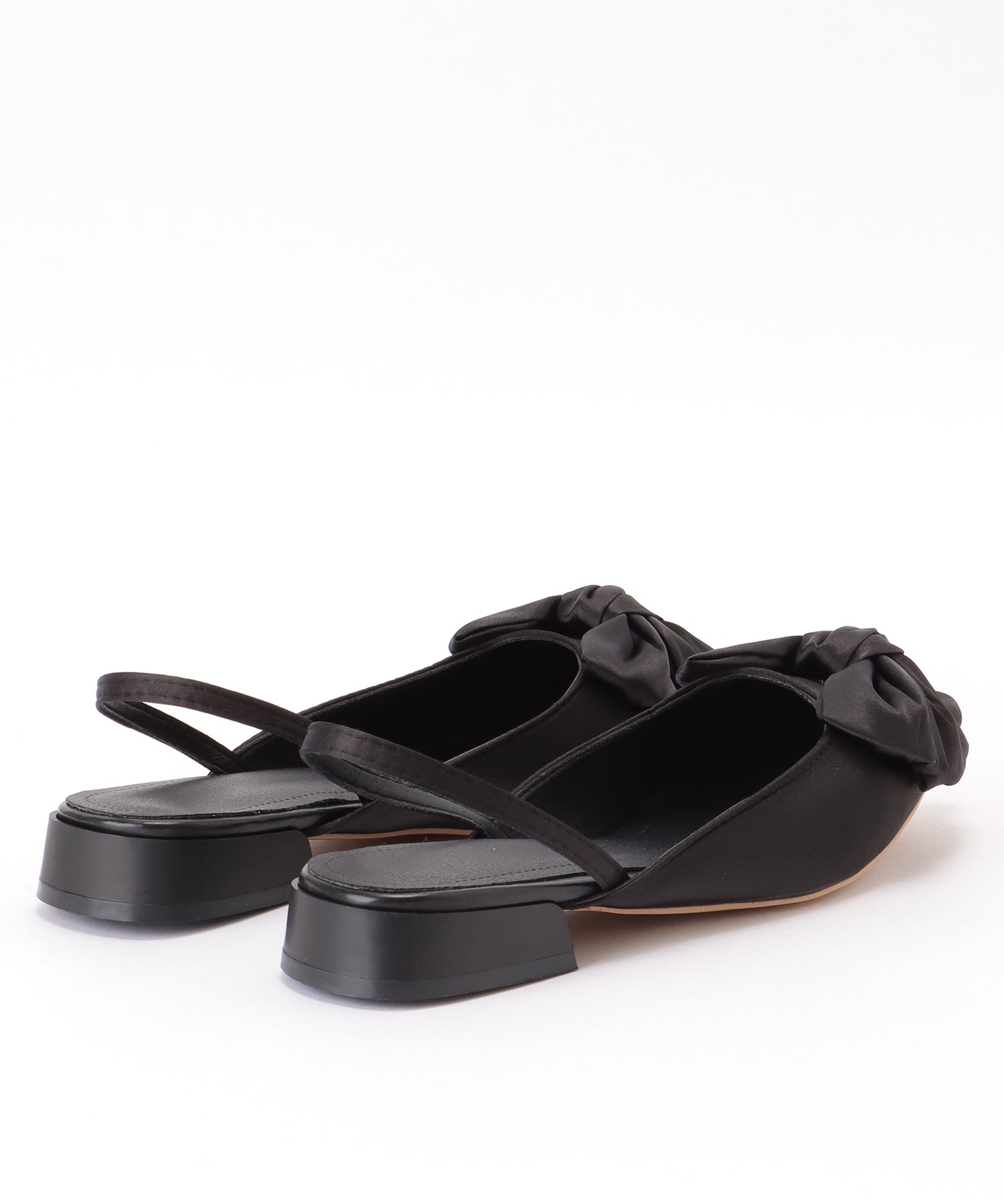 レースレディース Lace Ladies フェイクレザー バックストラップ リボン付き ポインテッド サンダル （グレー） グレー