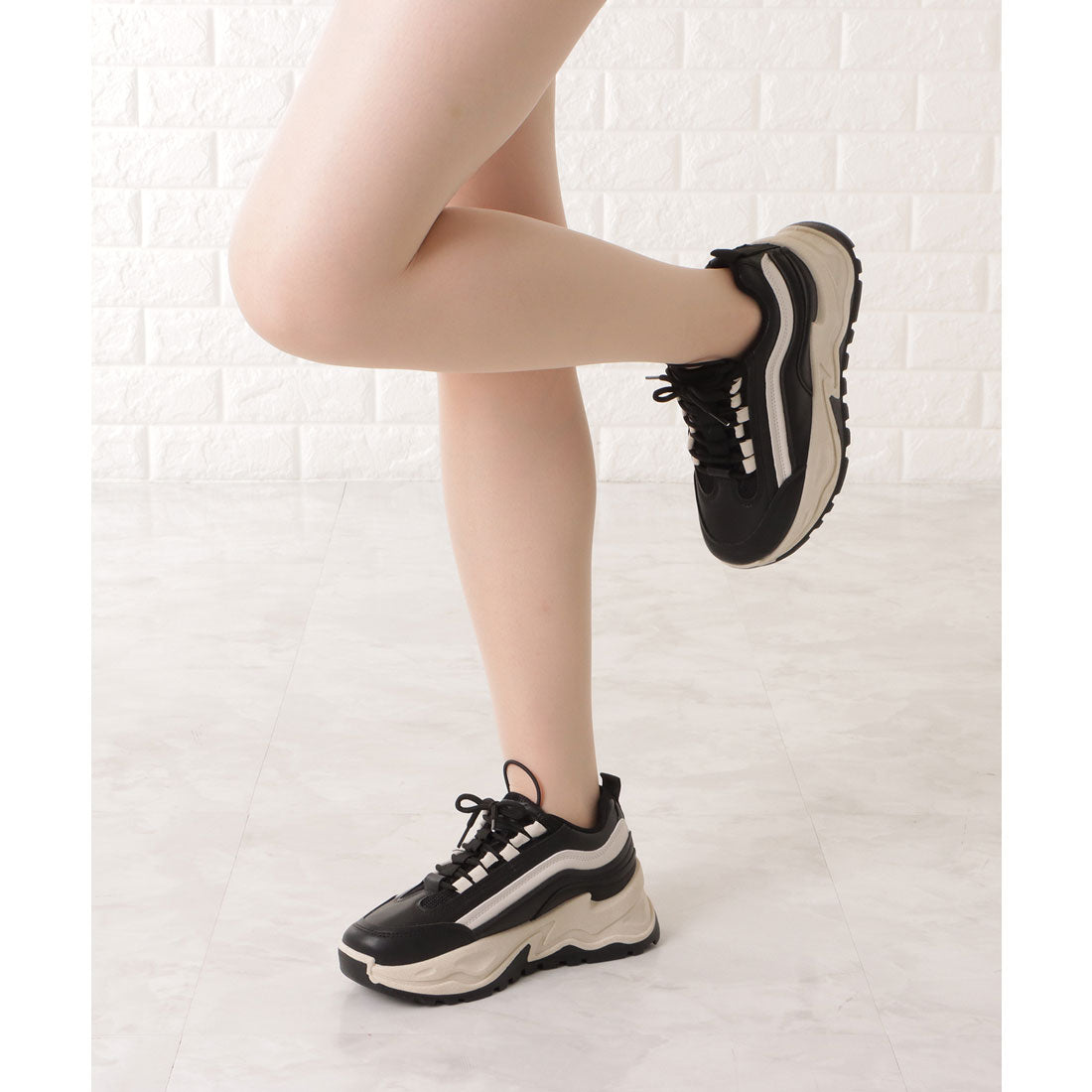 レースレディース Lace Ladies 厚底レースアップミドルカットスニーカー