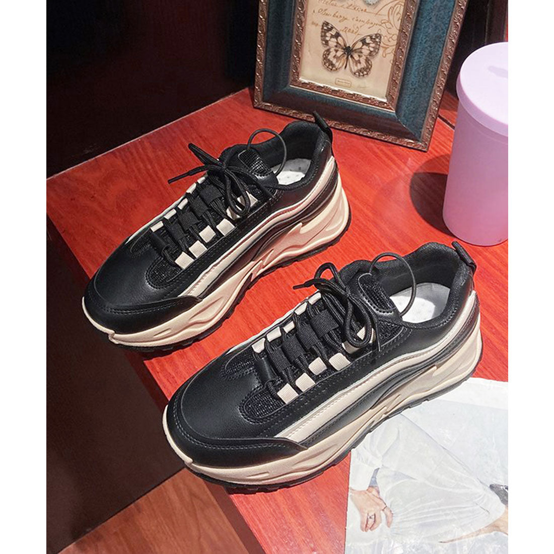 レースレディース Lace Ladies 厚底レースアップミドルカットスニーカー
