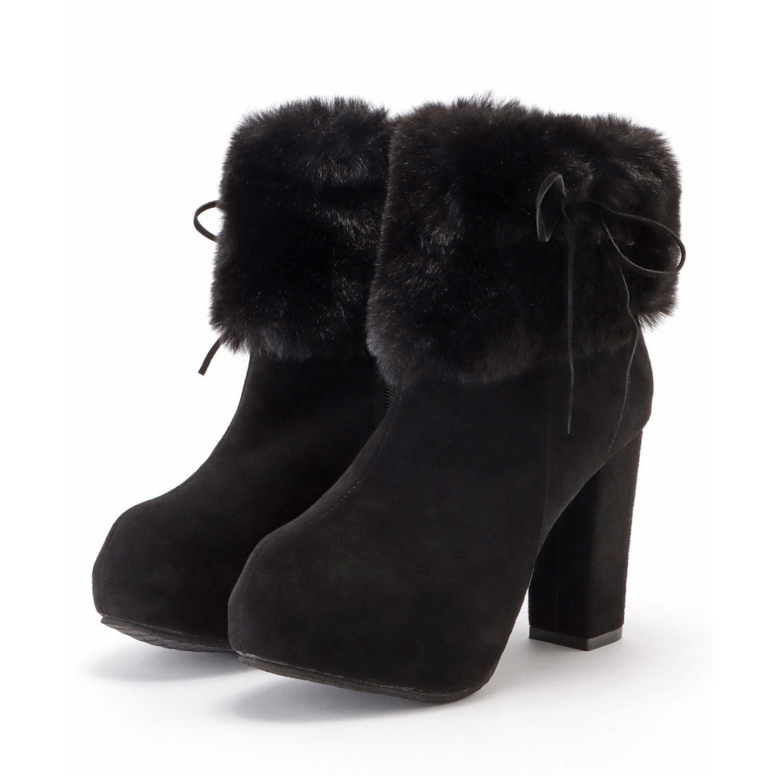 Lace Ladies Suede-like fur high heel short boots