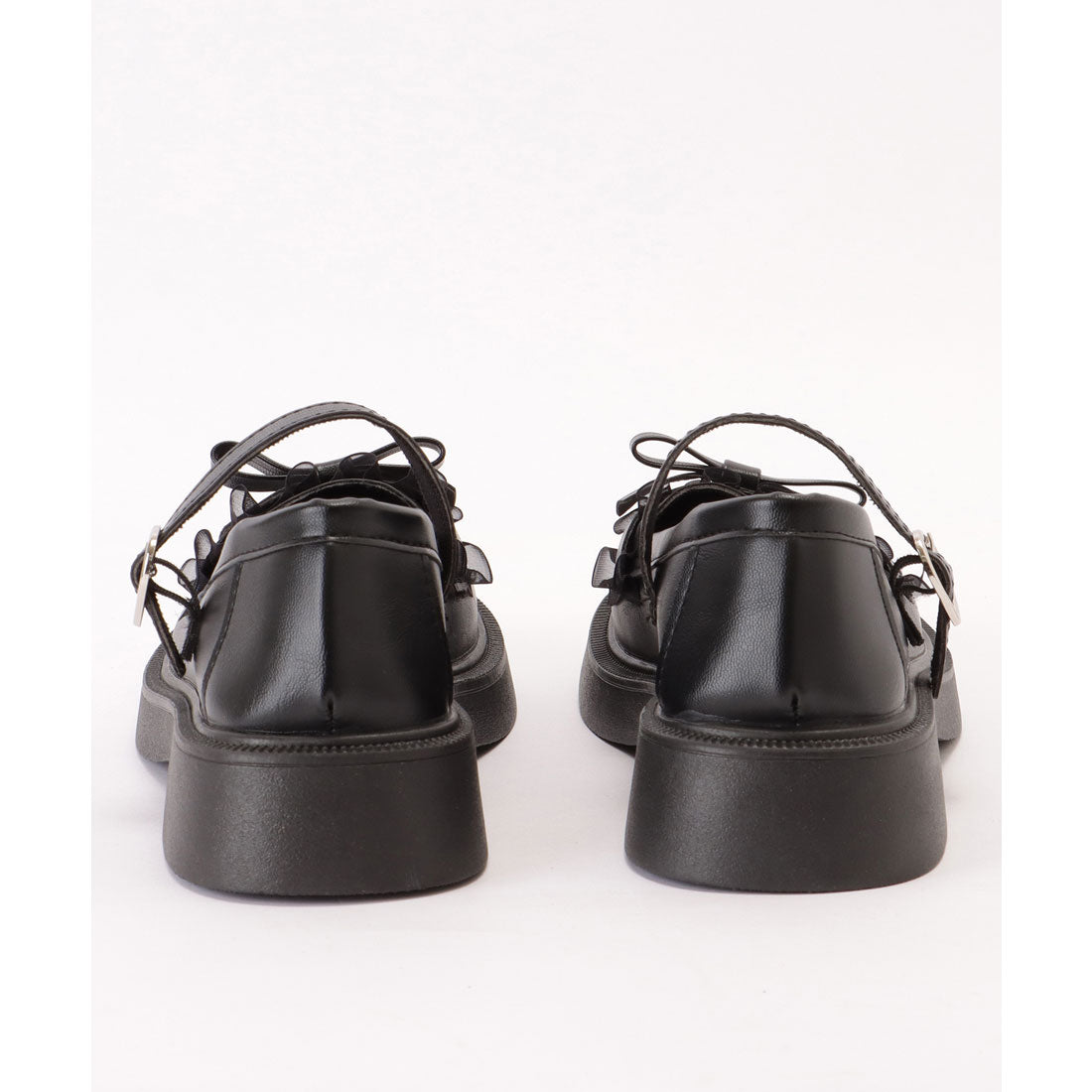 レースレディース Lace Ladies フリル リボン レザー調 ストラップ シューズ