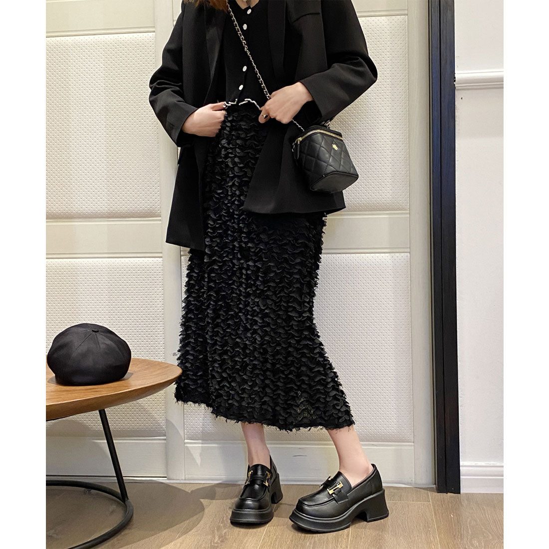 レースレディース Lace Ladies レザー調 バックル付き 厚底 クラシック ローファー