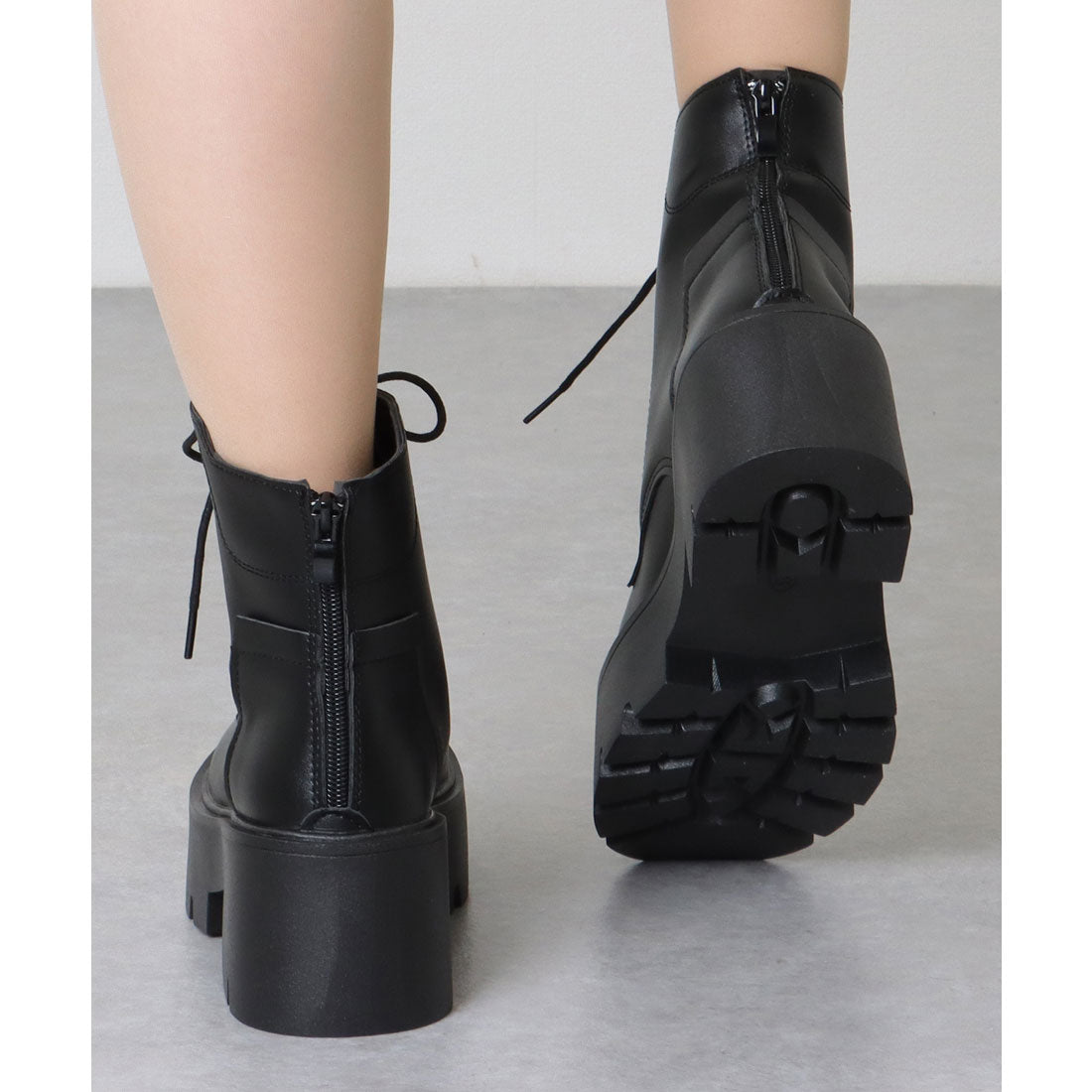 Race Ladies Lace Ladies Thick Sole Volume Lace-up Short Boots