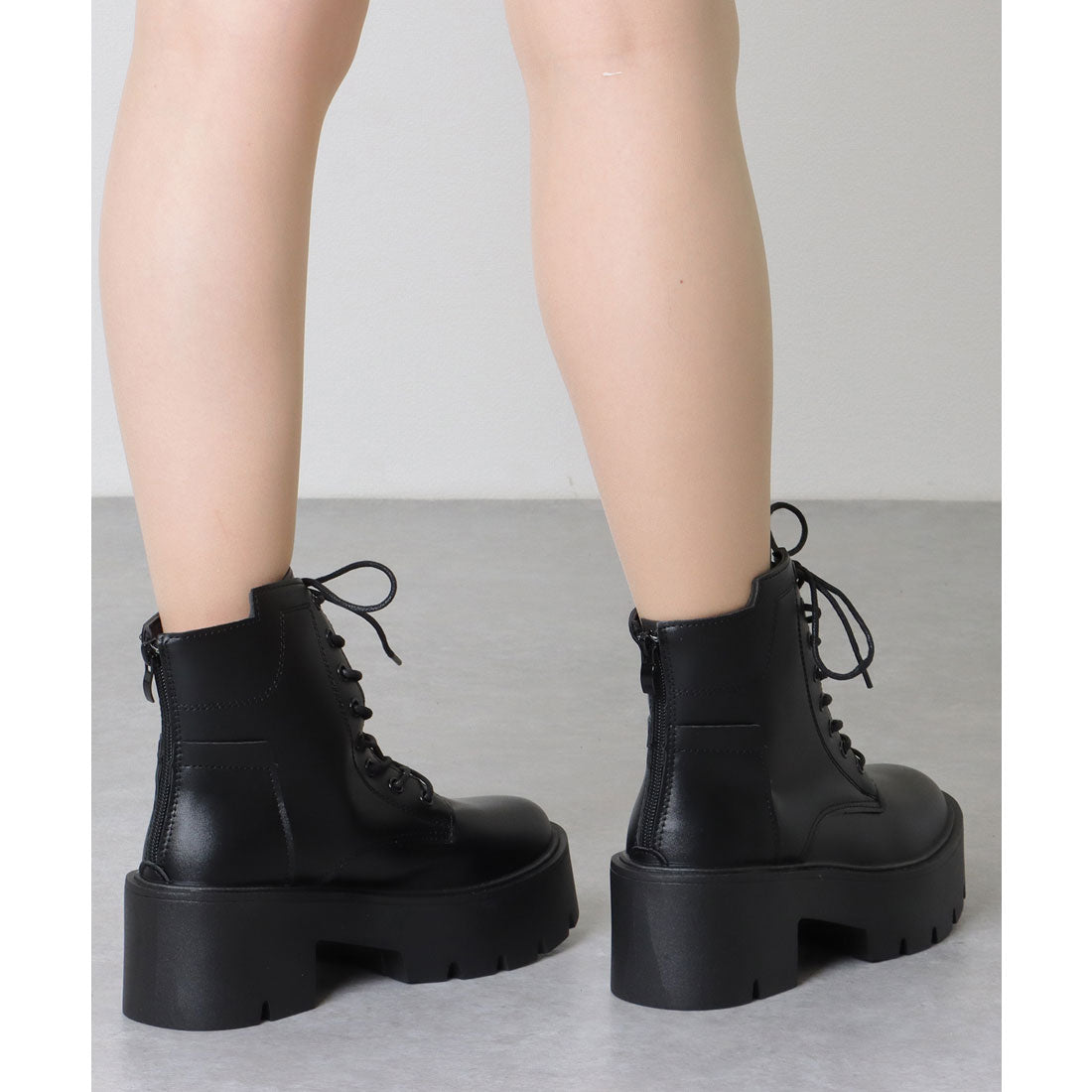 Race Ladies Lace Ladies Thick Sole Volume Lace-up Short Boots