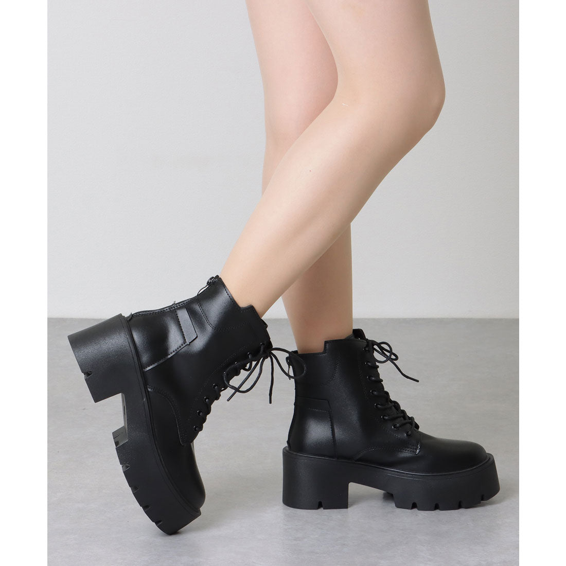 Race Ladies Lace Ladies Thick Sole Volume Lace-up Short Boots