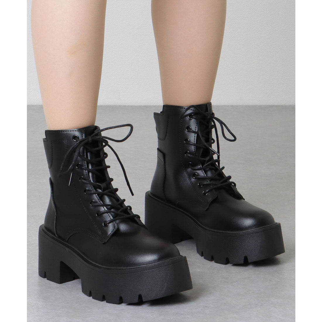 Race Ladies Lace Ladies Thick Sole Volume Lace-up Short Boots