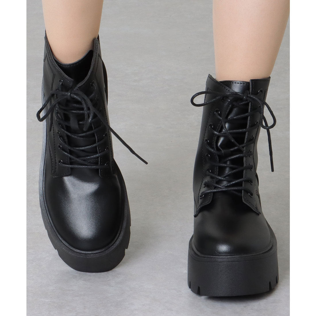 Race Ladies Lace Ladies Thick Sole Volume Lace-up Short Boots