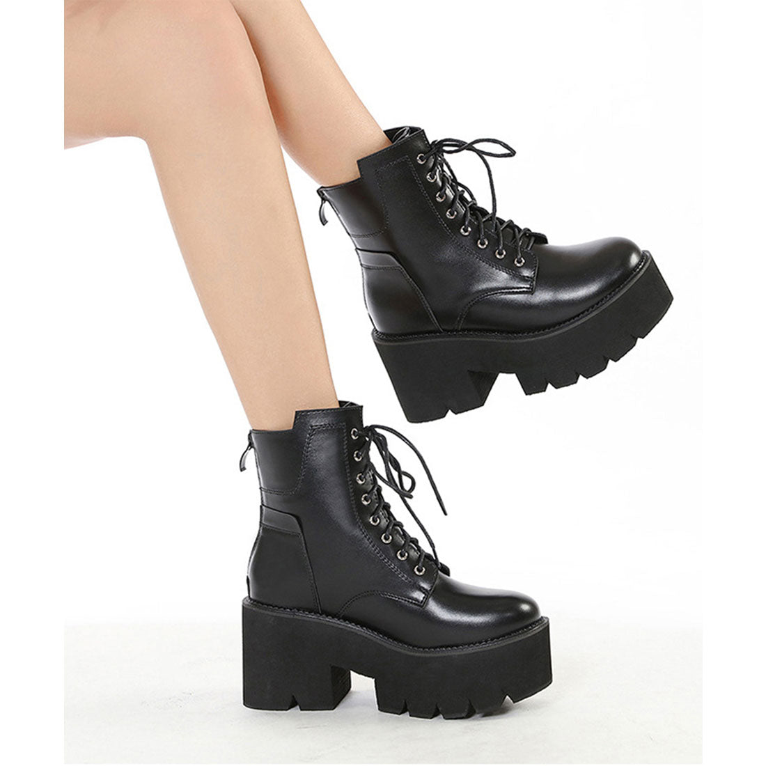 Race Ladies Lace Ladies Thick Sole Volume Lace-up Short Boots