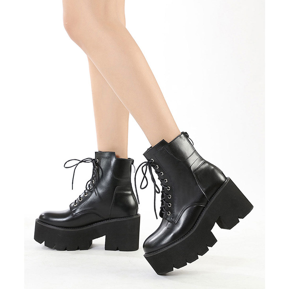 Race Ladies Lace Ladies Thick Sole Volume Lace-up Short Boots