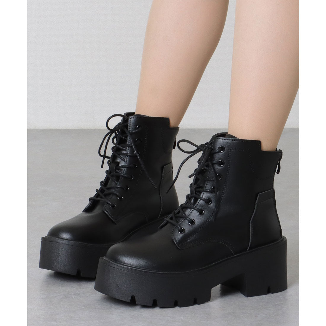 Race Ladies Lace Ladies Thick Sole Volume Lace-up Short Boots