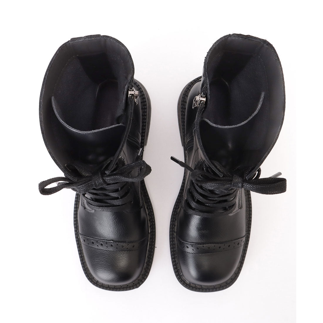 レースレディース Lace Ladies レザー調 レースアップ ローヒール ショート ブーツ