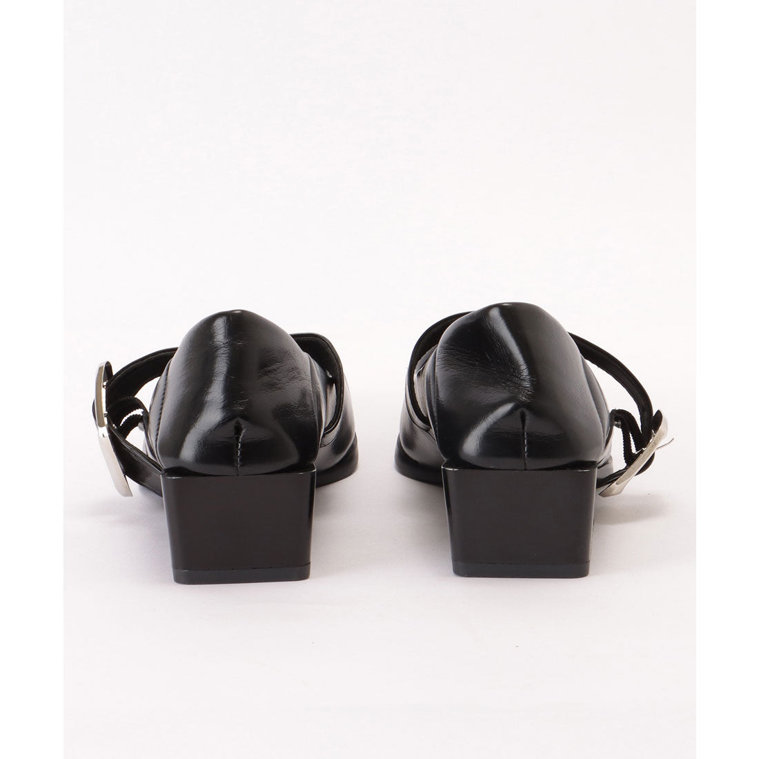 Race Ladies Lace Ladies Wide Belt Leather-like Low Heel Pumps