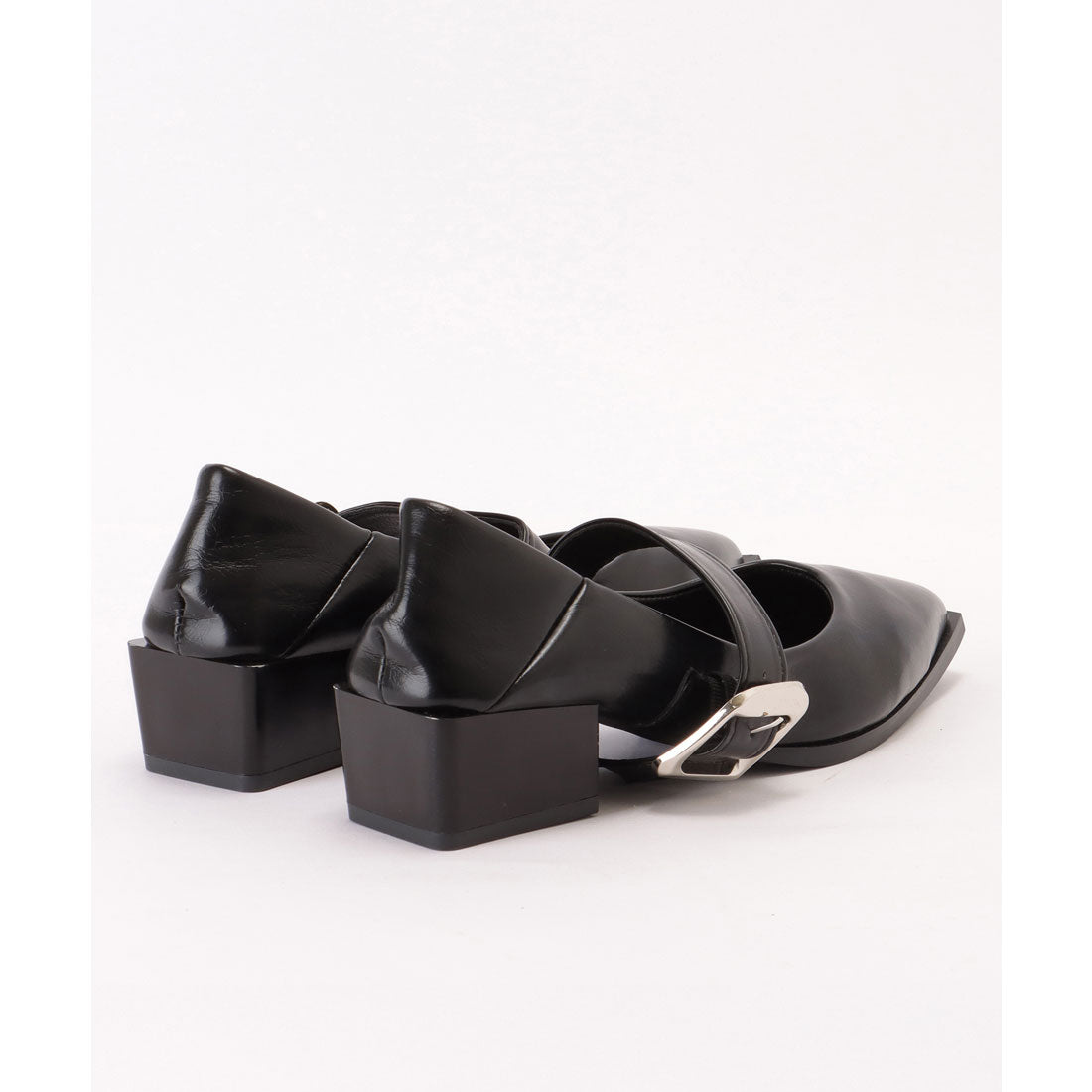 Race Ladies Lace Ladies Wide Belt Leather-like Low Heel Pumps