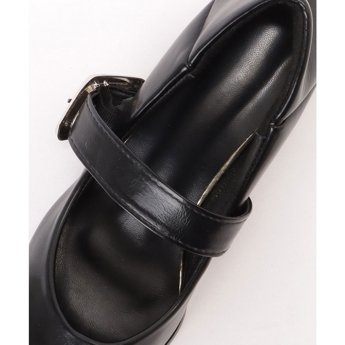 Race Ladies Lace Ladies Wide Belt Leather-like Low Heel Pumps