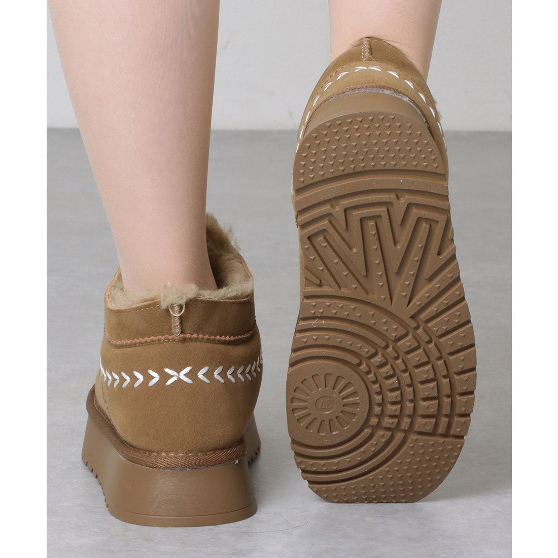 Race Ladies Lace Ladies Inner Fur Thick Sole Flat Mouton-style Boots