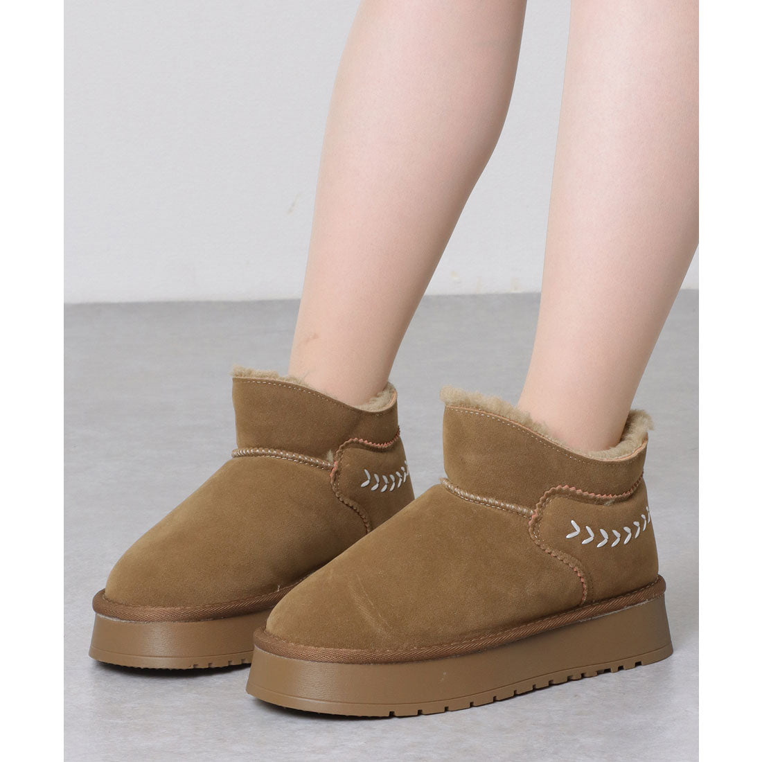 Race Ladies Lace Ladies Inner Fur Thick Sole Flat Mouton-style Boots