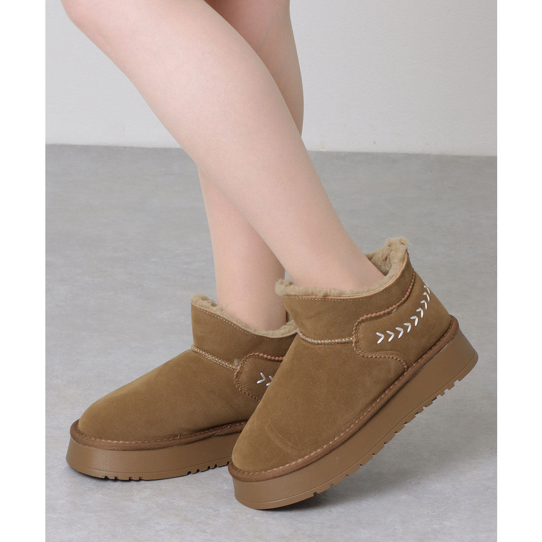 Race Ladies Lace Ladies Inner Fur Thick Sole Flat Mouton-style Boots