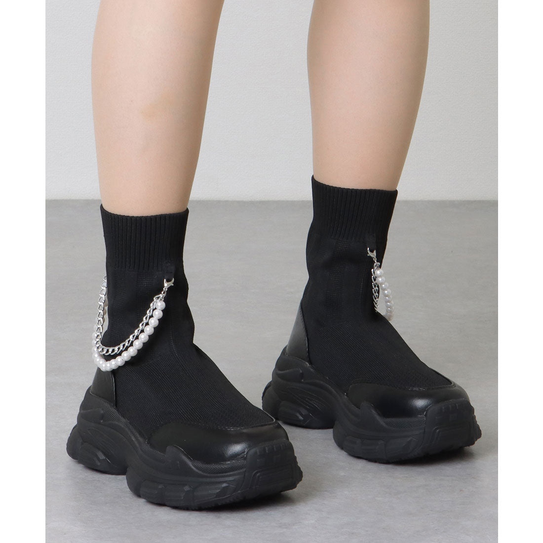 レースレディース Lace Ladies 2WAY パール アンクレット付きドッキング 厚底 ショート ブーツ