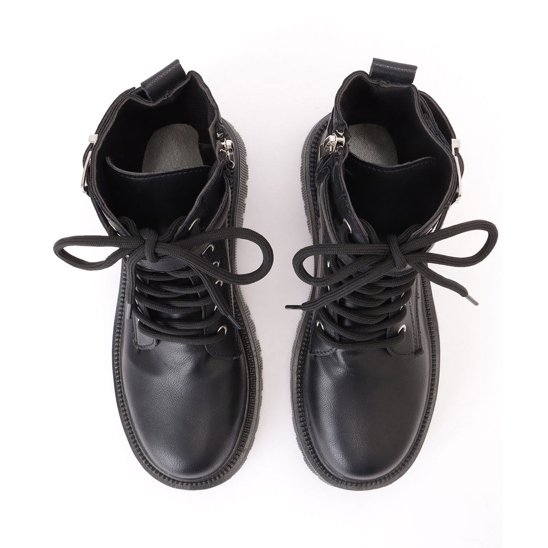 Lace Ladies Leather-like Belted Lace-up Short Boots