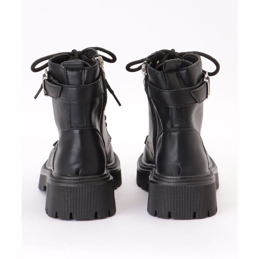 Lace Ladies Leather-like Belted Lace-up Short Boots