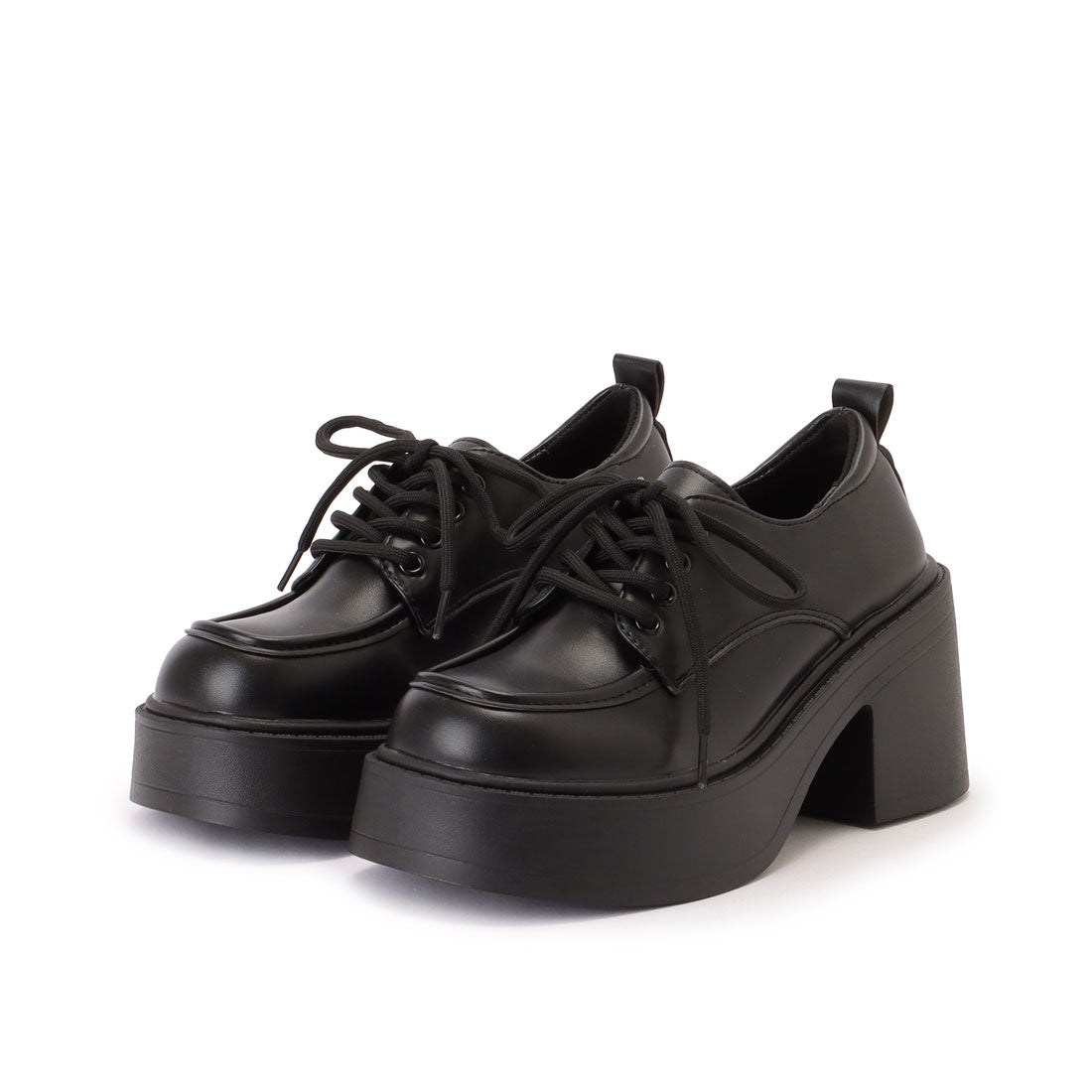 レースレディース Lace Ladies レザー調 厚底 クラシカル レースアップ シューズ