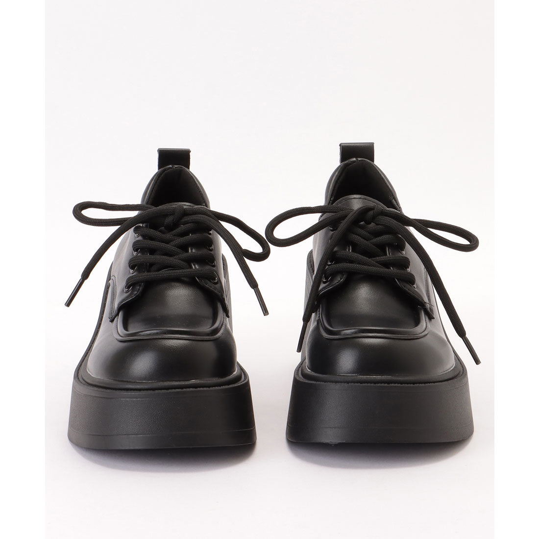 レースレディース Lace Ladies レザー調 厚底 クラシカル レースアップ シューズ