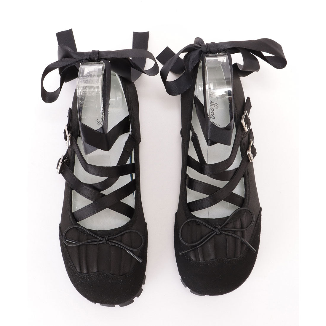 Lace Ladies Leather-like Cross Strap Lace-up Ballet Shoes