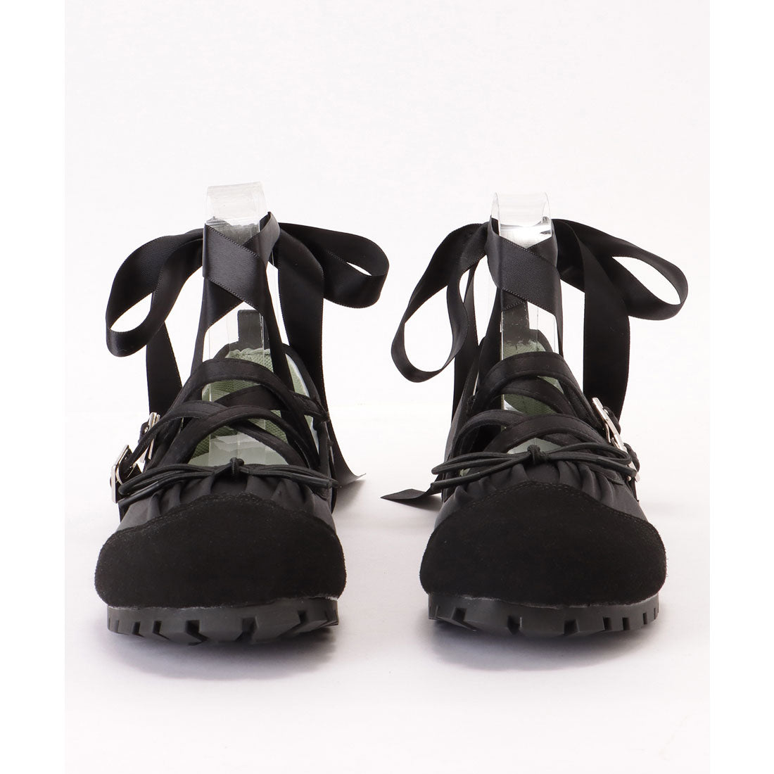 Lace Ladies Leather-like Cross Strap Lace-up Ballet Shoes