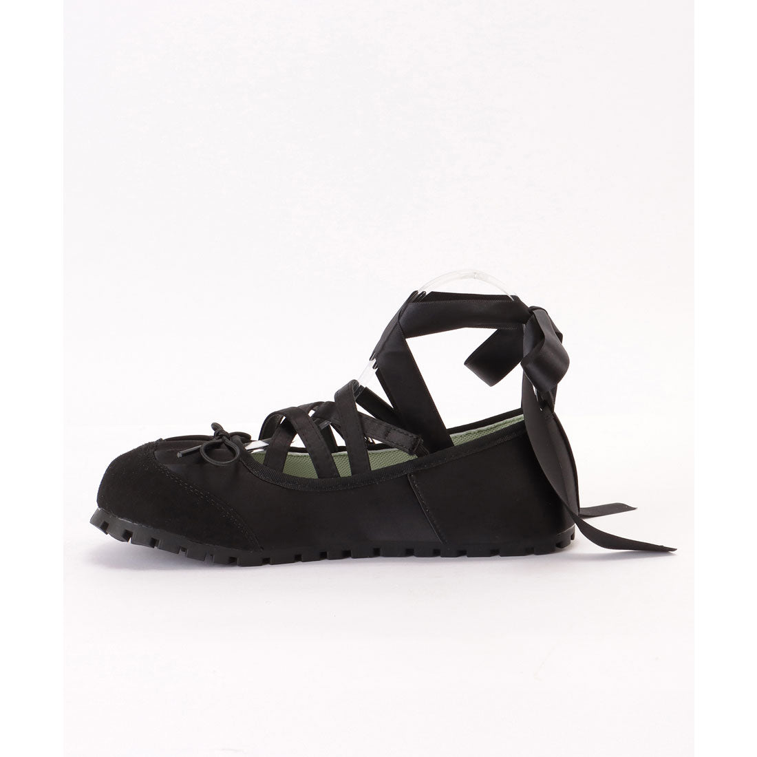 Lace Ladies Leather-like Cross Strap Lace-up Ballet Shoes