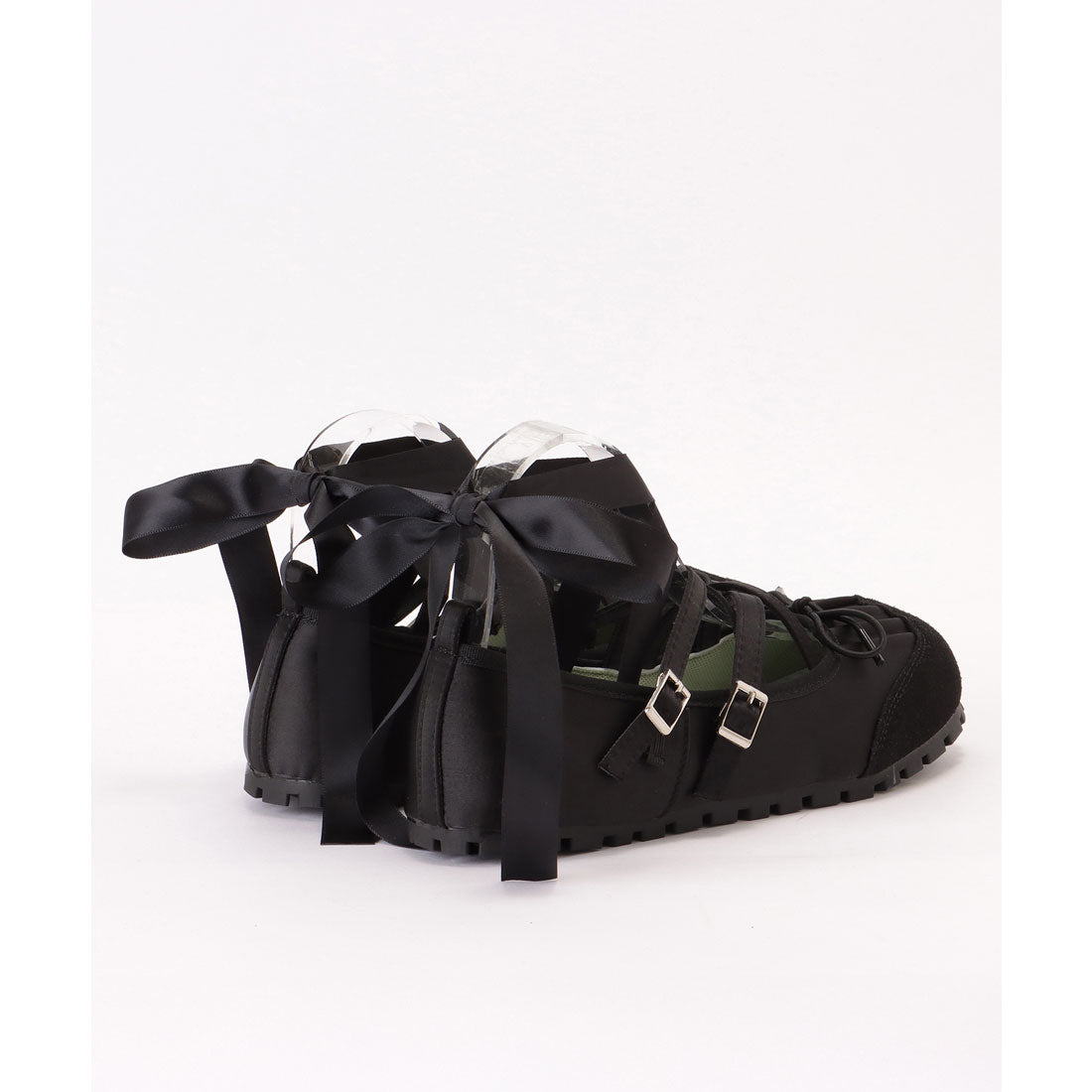 Lace Ladies Leather-like Cross Strap Lace-up Ballet Shoes
