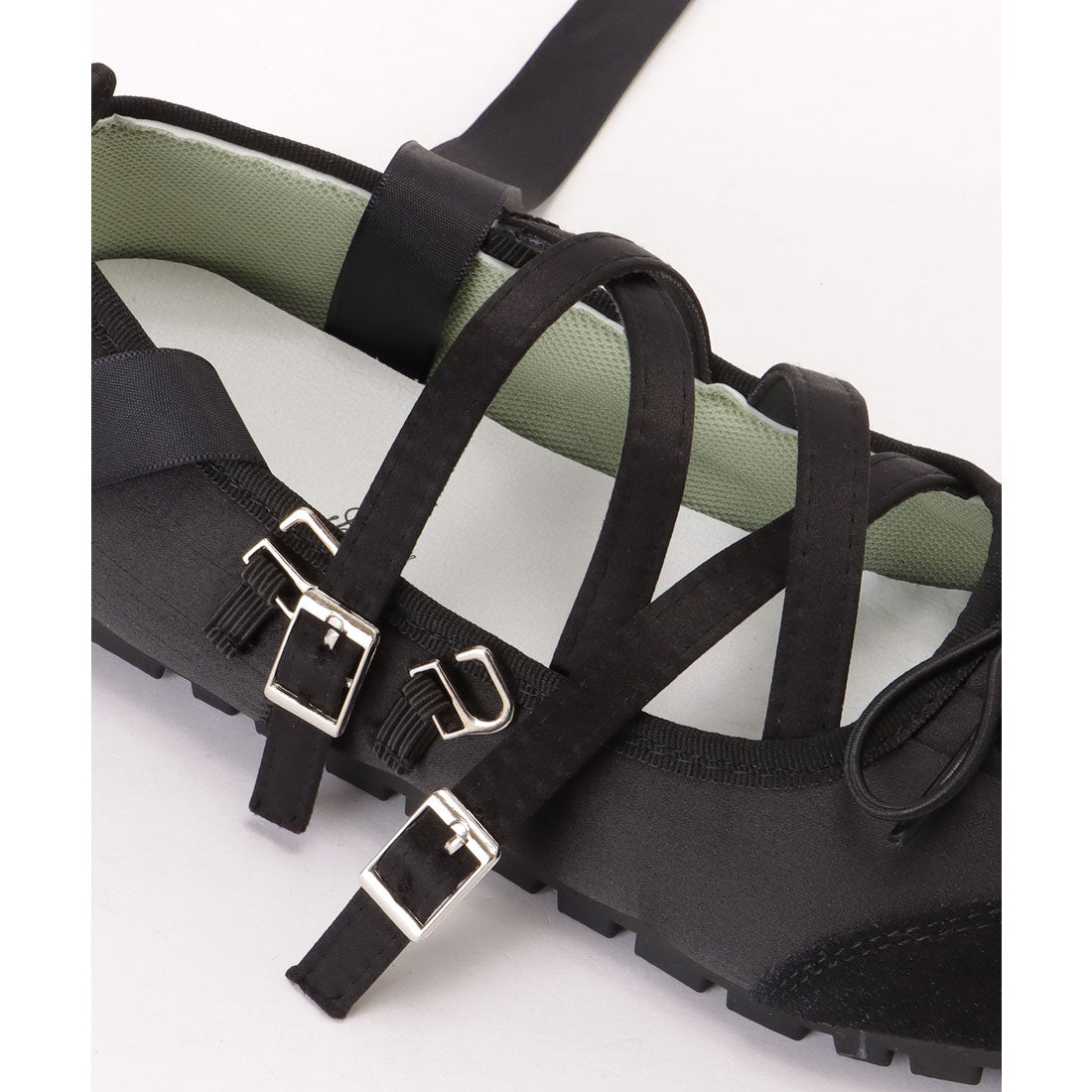 Lace Ladies Leather-like Cross Strap Lace-up Ballet Shoes