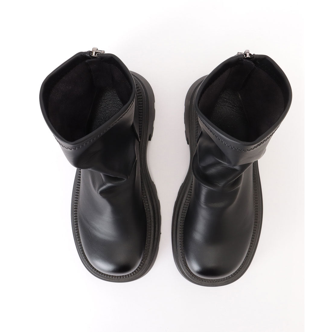 レースレディース Lace Ladies バックファスナー レザー調 厚底 ショート ブーツ