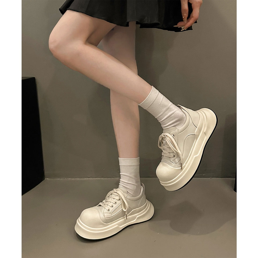 蕾絲女士 Lace Ladies 體積 圓頭 厚底 鞋帶 運動鞋