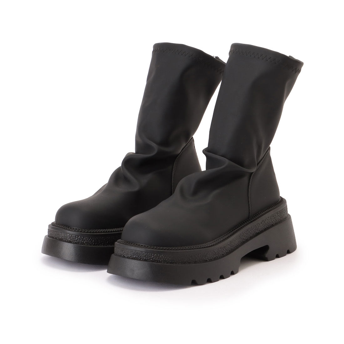 Race Ladies Lace Ladies Solid Color Thick Sole Round Short Boots