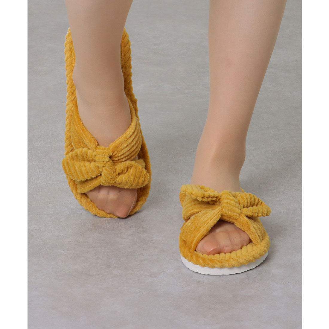 Lace Ladies Corduroy Ribbon Open Room Slippers