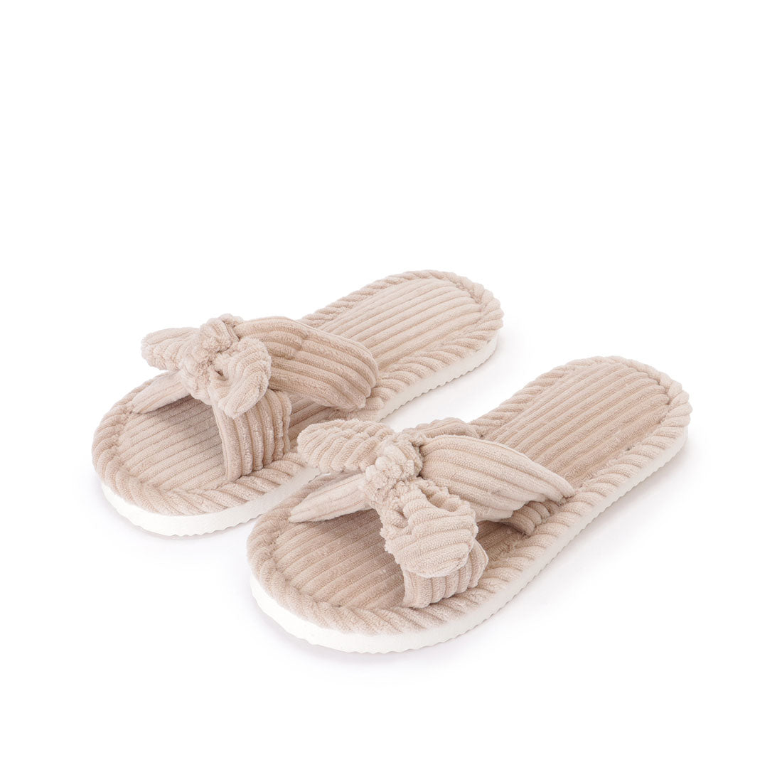Lace Ladies Corduroy Ribbon Open Room Slippers