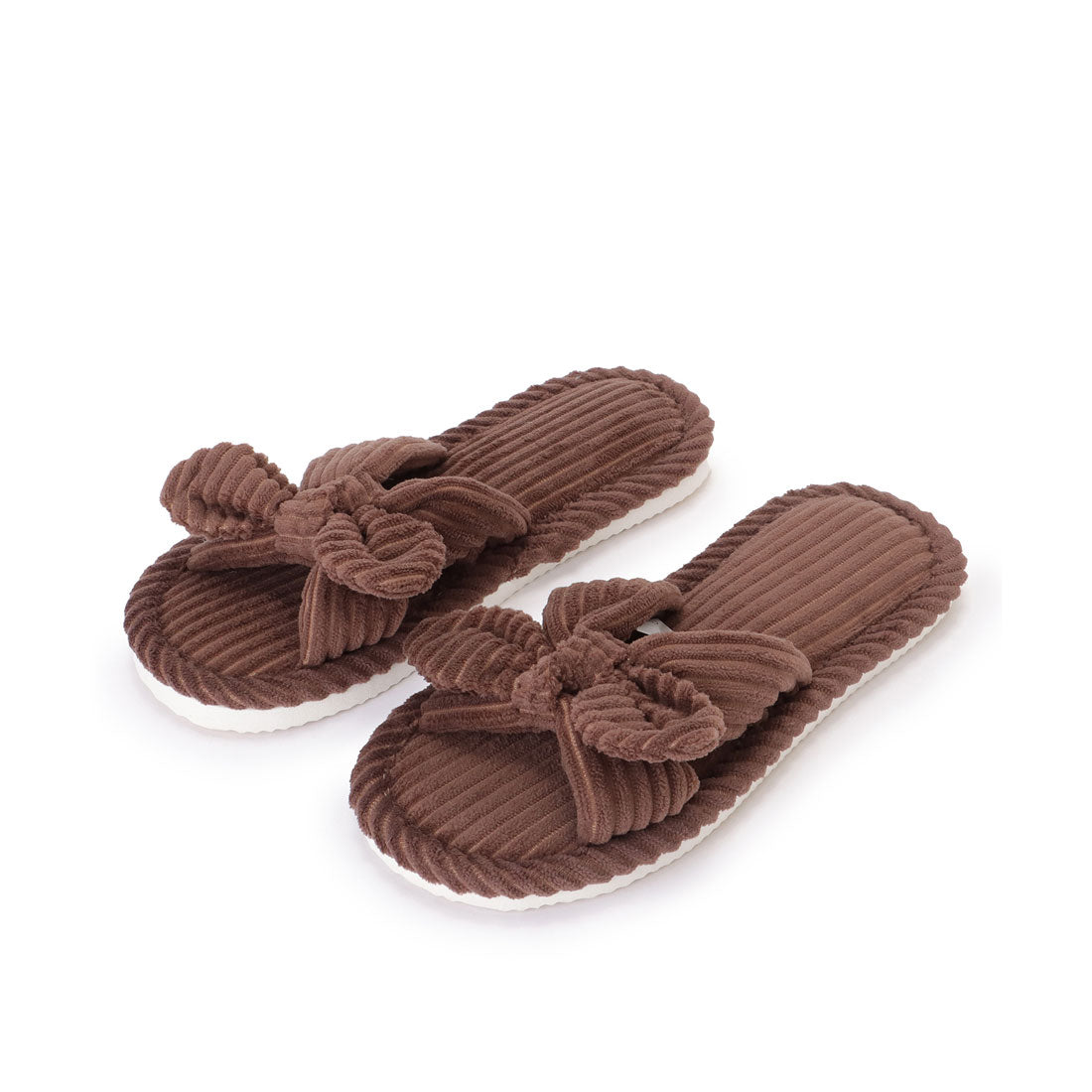 Lace Ladies Corduroy Ribbon Open Room Slippers
